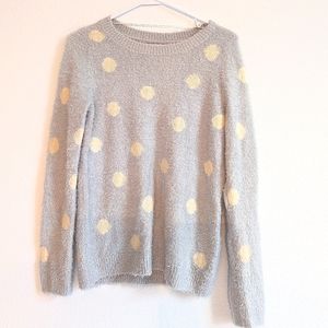 Lauren Conrad Cozy blue polka dot sweater size medium